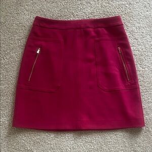LOFT Fuchsia Mini Skirt with Zipper Pockets